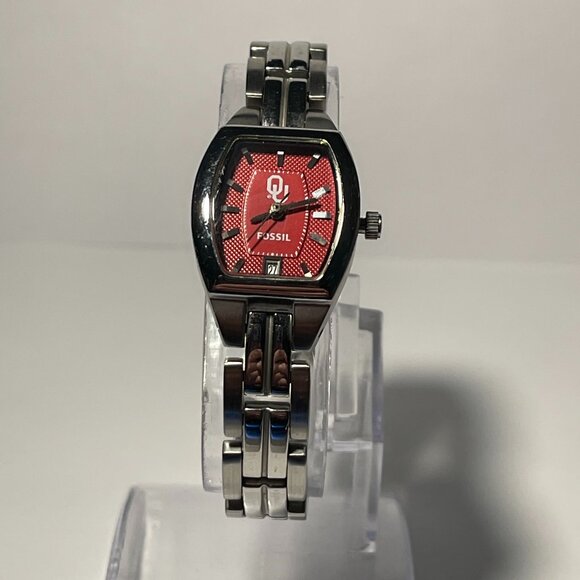 Oklahoma Sooners NCAA Stainless-Steel Bracelet Watch by Fossil NEW